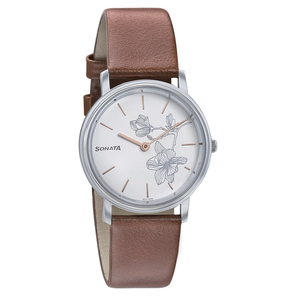 Sonata 87029SL01 - Silver Lining White Dial Analog Watch