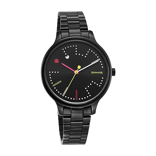 Sonata 87050NM02 Black Dial Analog Watch for Women