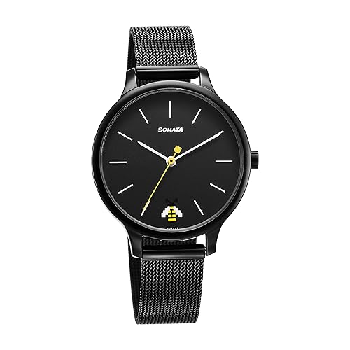 Sonata 87050NM03 - Black Dial Analog Watch for Women