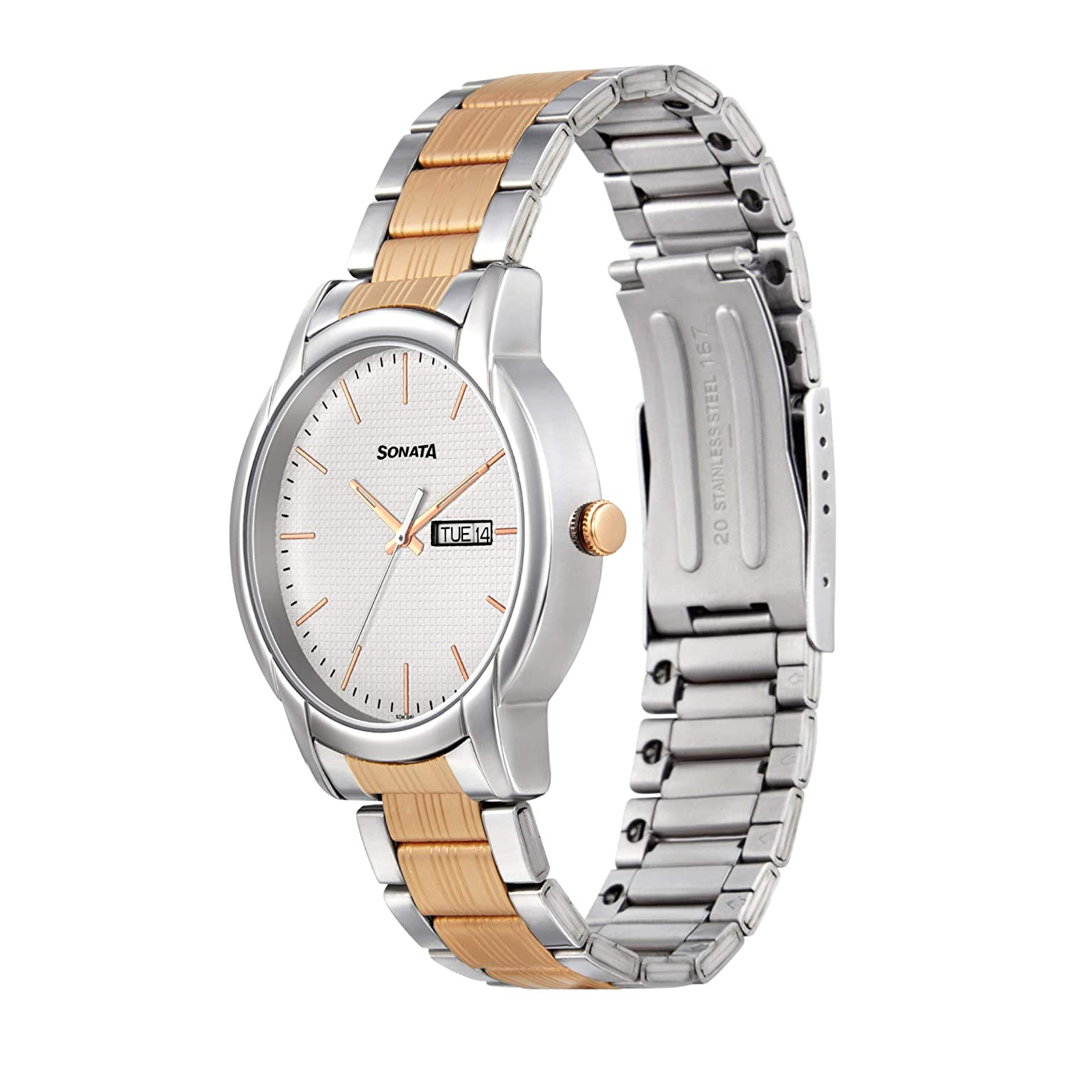 Sonata Beyond Gold Analog Silver Dial Men's Watch 77031km02