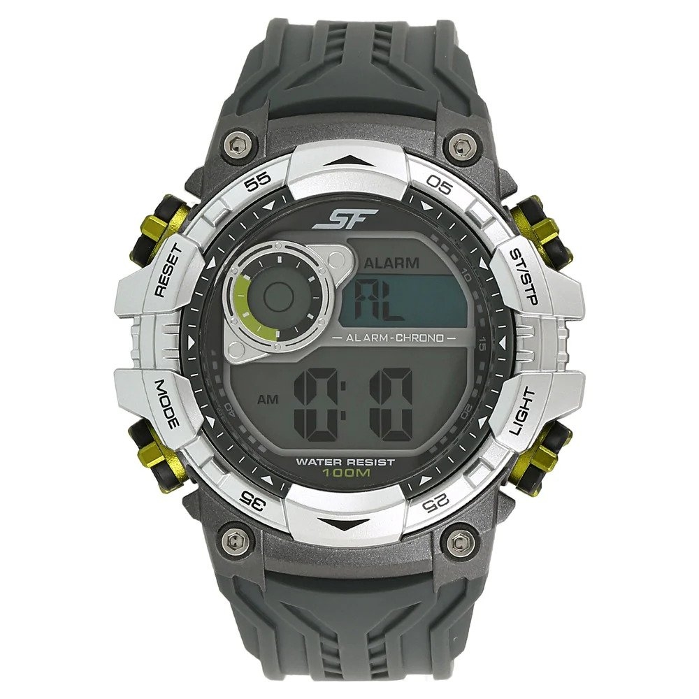 Sonata Grey Dial Grey Plastic Strap Watch 77077PP03