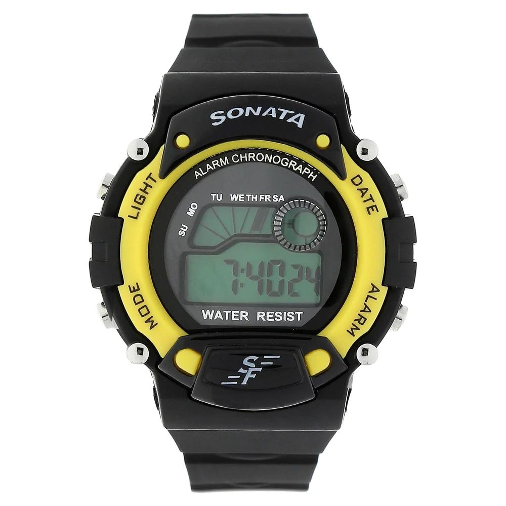 Sonata Grey Dial Plastic Strap Watch 7982PP01