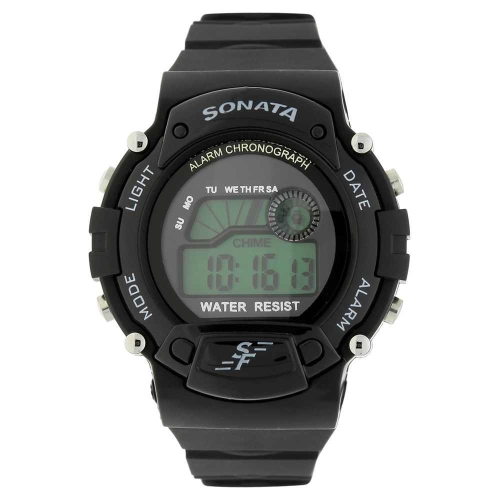 Sonata Grey Dial Plastic Strap Watch 7982PP03