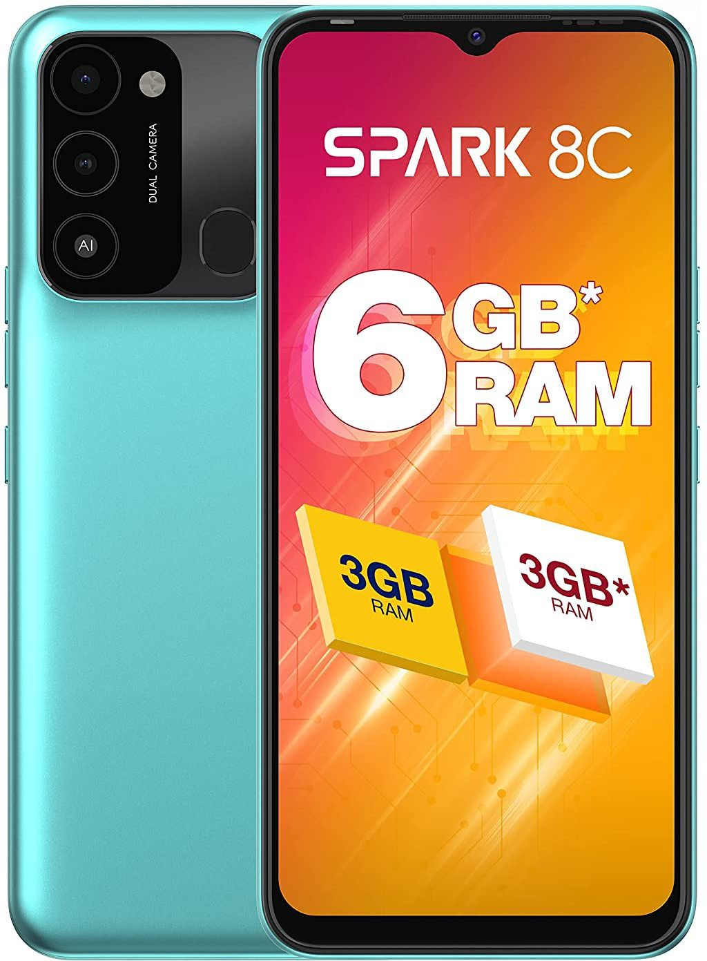 Tecno Spark 8c Kg5k Dual Sim 64gb/3gb-Turquoise