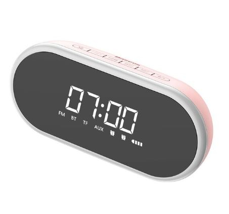 Baseus Encok E09 Bluetooth Speaker Night Light With Alarm Clock, Portable Wireless Speaker Sound System For Bedside And Desk - Bluetooth Speaker-Pink