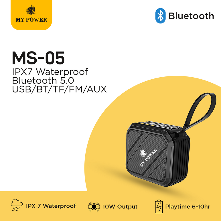 My Power Portable Outdoor Waterproof Bluetooth Speaker, MS-05 My Power Boombox