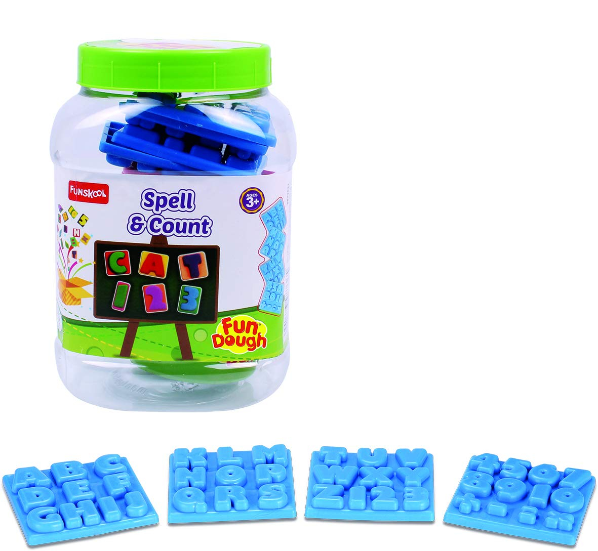 Funskool Fundough Spell and Count ,Cutting,Shaping and Learning, Multi-Colour