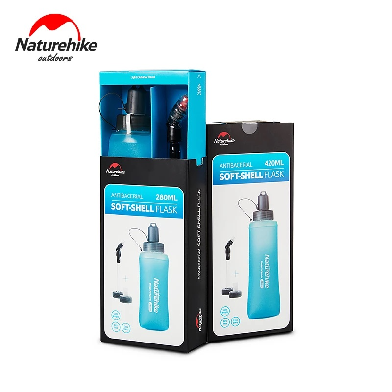 Naturehike Sports Water Bag Tpu Soft Bottle With Straw Portable Running Marathon Running Bottle 420 Ml