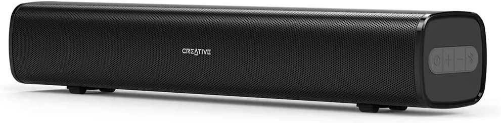 Creative Stage Air Portable and Compact Under-Monitor USB-Powered Soundbar for Computer, with Dual-Driver and Passive Radiator for Big Bass, Bluetooth and AUX-in, USB MP3, 6 Hours of Battery Life