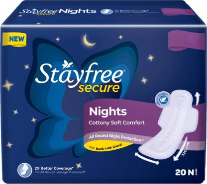 Stayfree Secure Nights Cottony Soft Comfort Pads - 20 Pcs