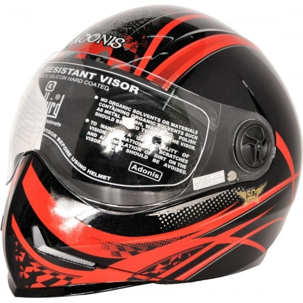 Steelbird ISI Certified Printed Adonis Dot Full Face Plain Visor Mat Black with Red Helmet L-600MM