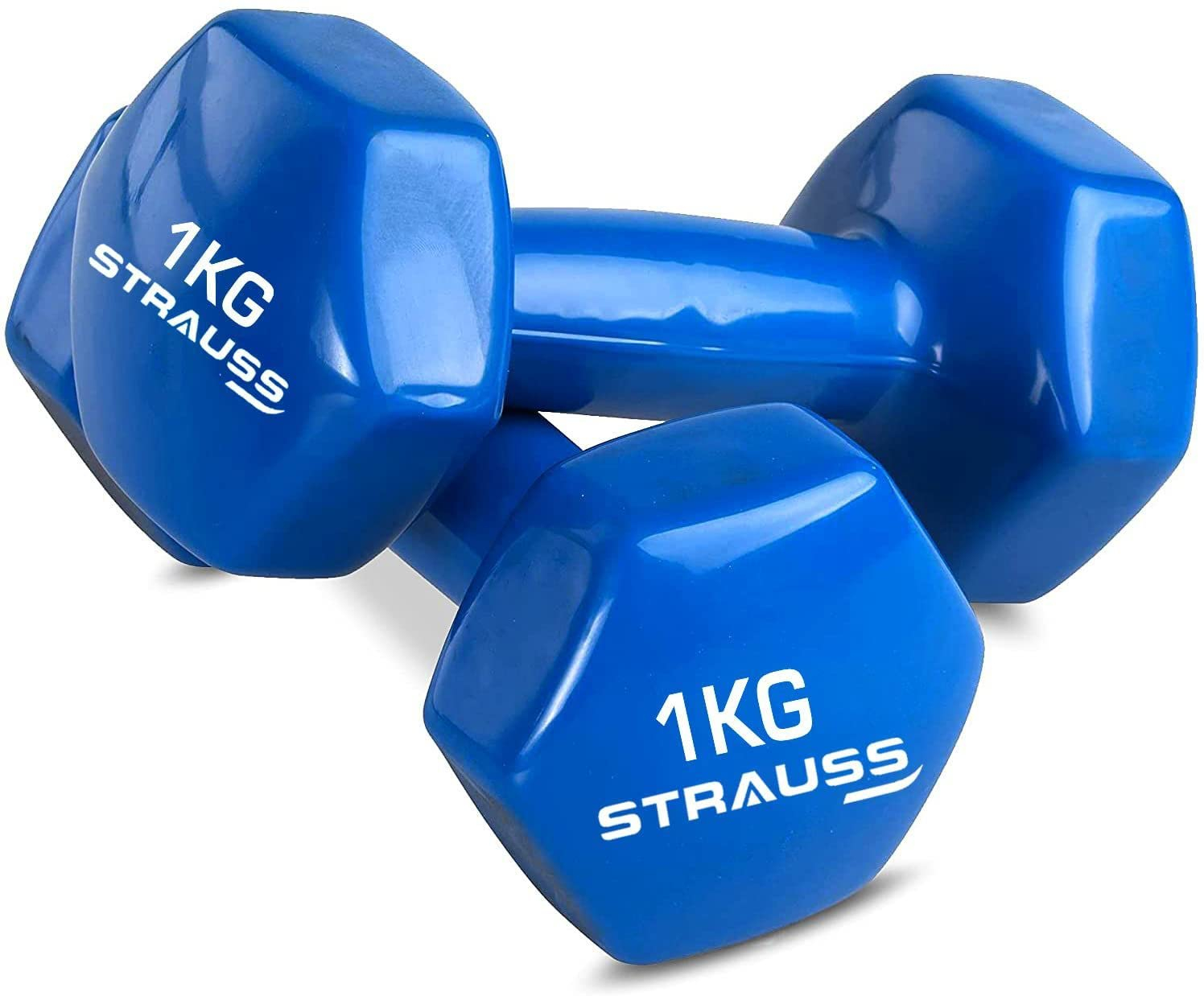 Strauss Unisex Dumbbell Set Vinyl Dumbbell 1 kg Pair, Total 2 kg