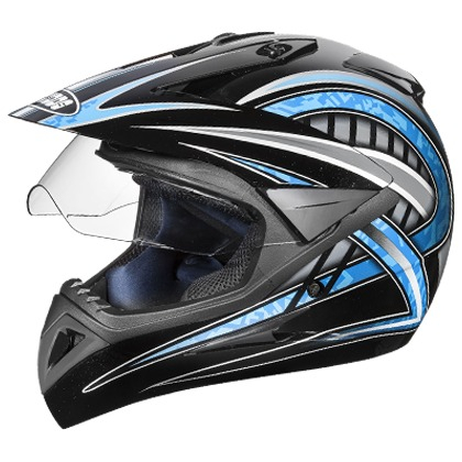 Studds Motocross D2 Decor with Visor Black/Blue N1 (L)