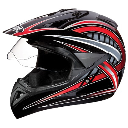 Studds Motocross D2 Decor with Visor Black/Red N2 (L)