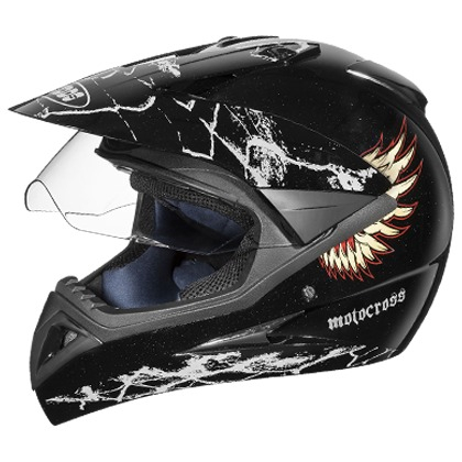 Studds Motocross D4 Decor with Visor - Black N12 (L)