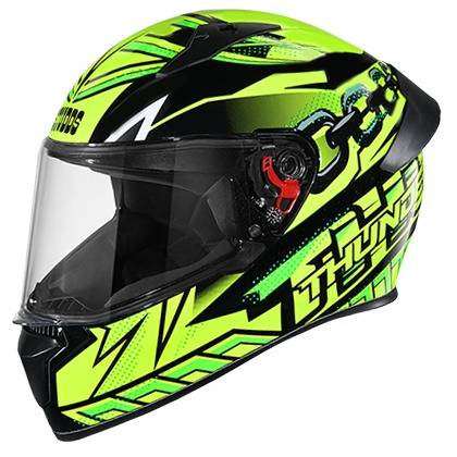 Studds Thunder D5 Decor with Spoiler - Matt Black and Green N5 (L)