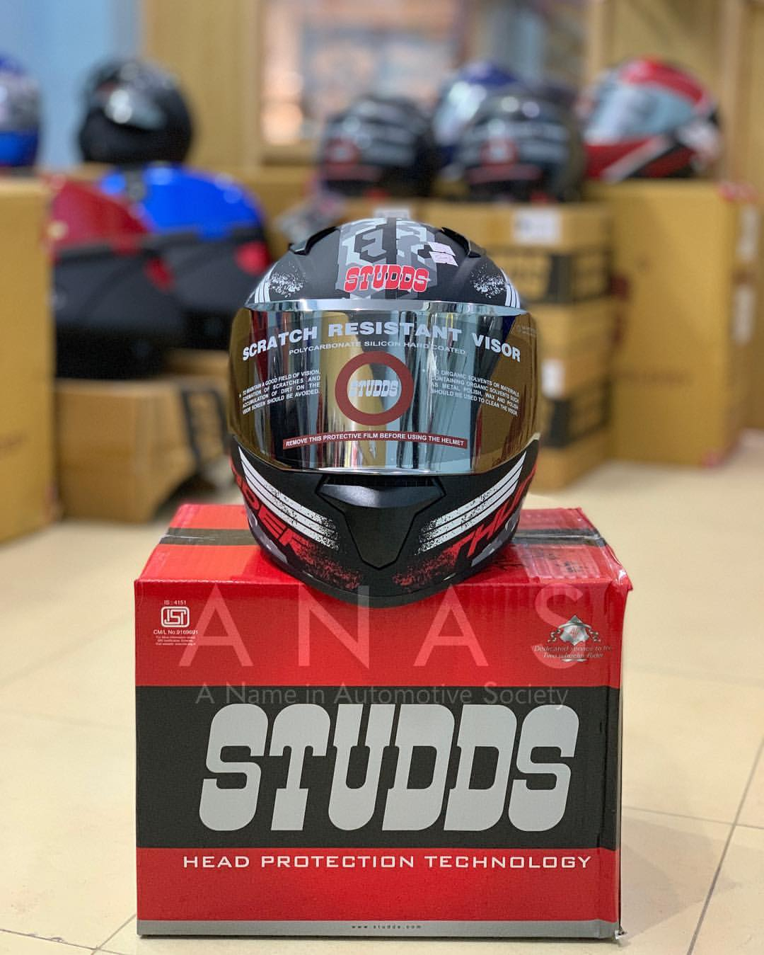 Studds Black/Orange Thunder Full Face Helmet