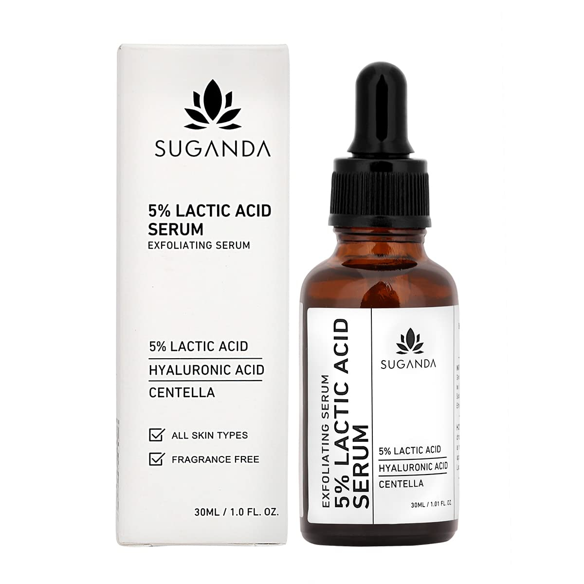 Suganda 5% Lactic Acid AHA Exfoliating Serum with Hyaluronic Acid - 30 ml