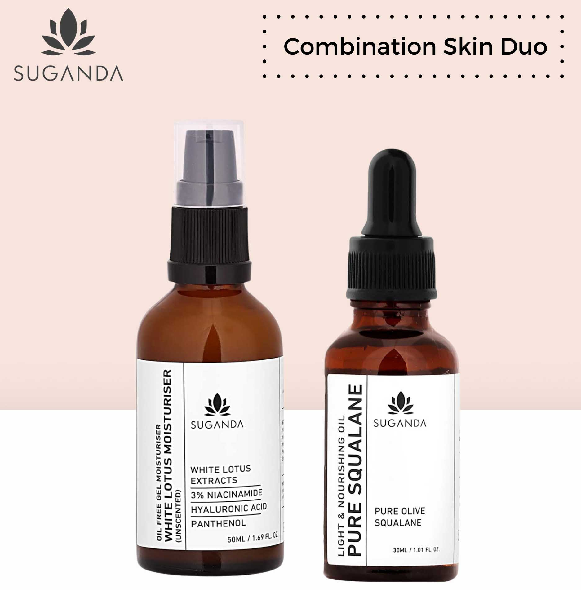 Suganda Combination Skin Duo (White Lotus Moisturiser 50ml + Pure Squalane 30ml)