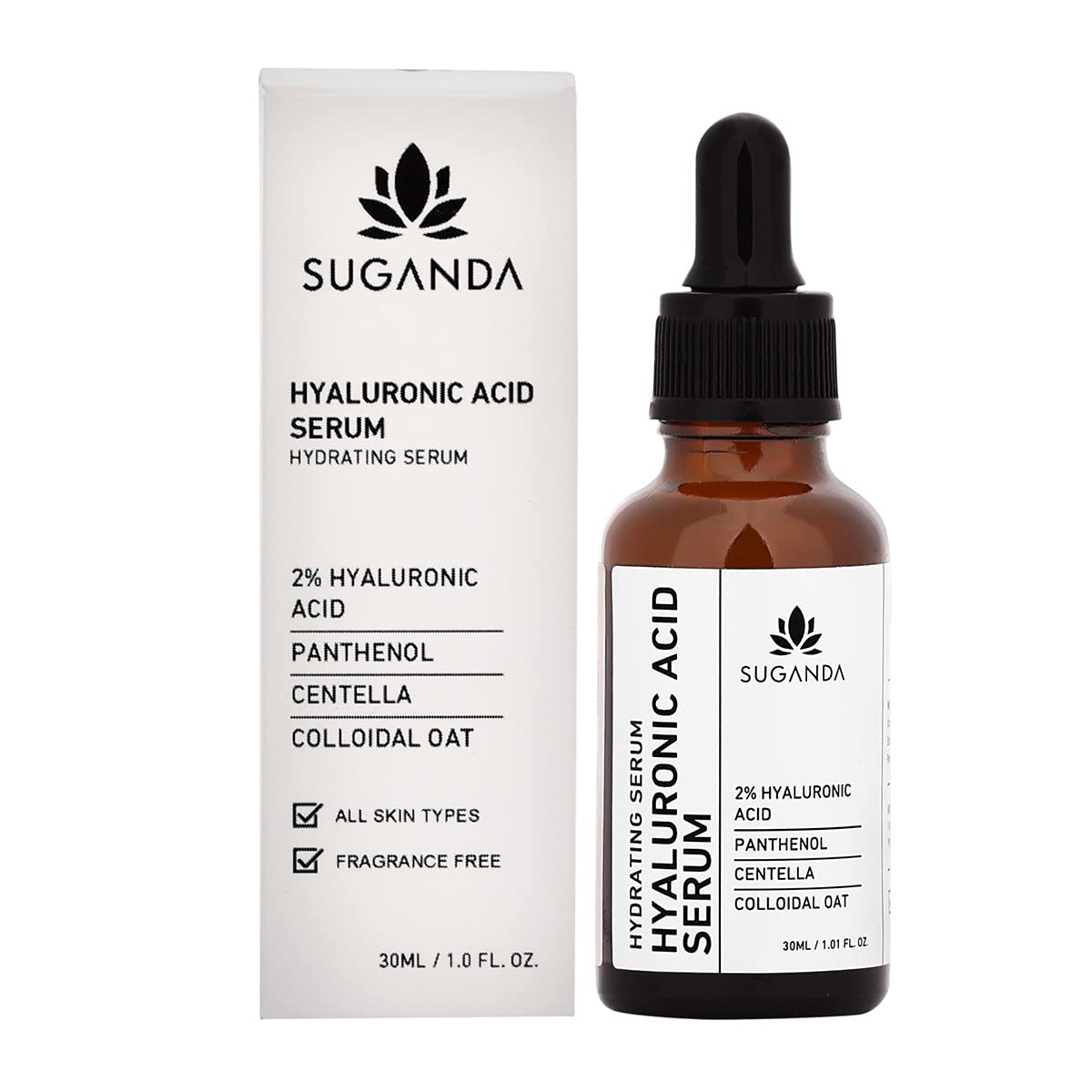 Suganda Hyaluronic Acid Serum with Panthenol, Centella & Colloidal Oatmeal for Skin Hydration & Barrier Repair - 30 ml