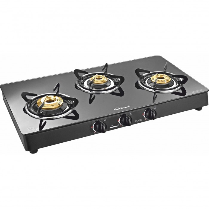 Sunflame GT 3B CENTA BK AI Gas Stove - Lpg Gas Stove Series