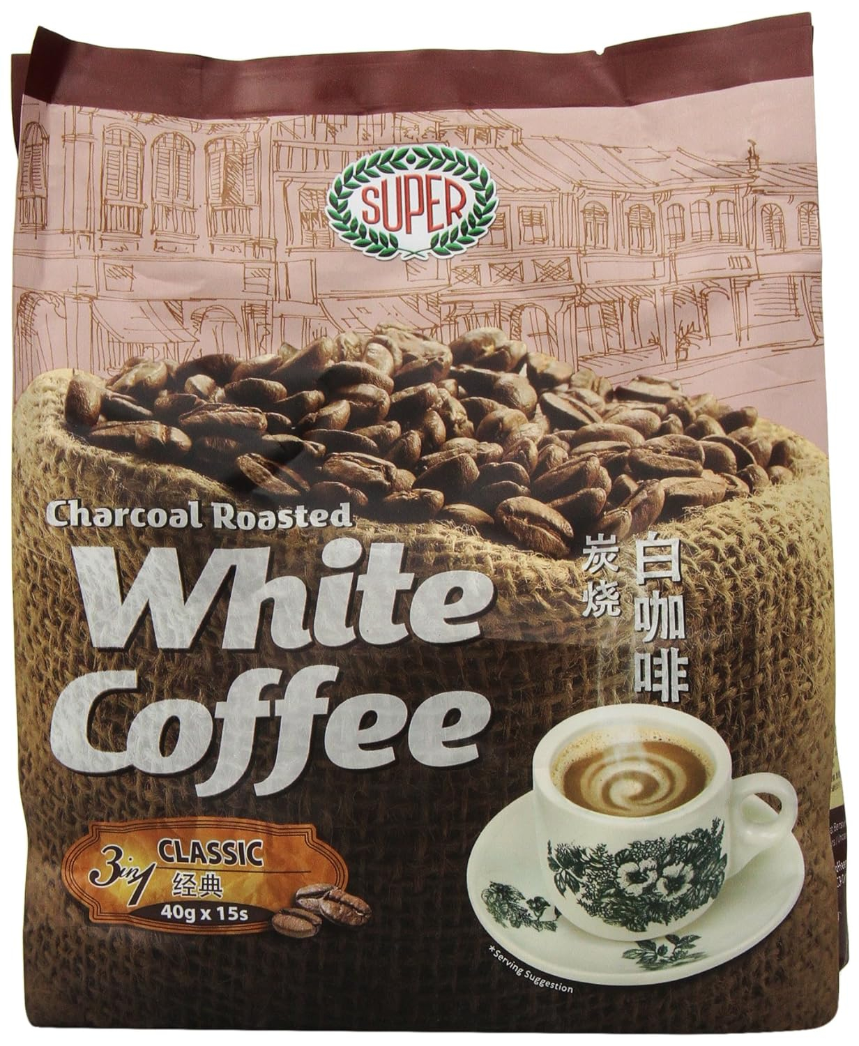 Super Charcoal Roasted White Coffee 3 In 1 Classic 15's 600gm