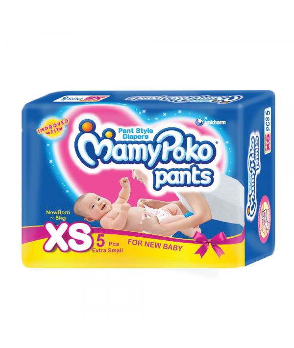 Mamy poko Pants Baby Diaper Extra Small 5 Pcs (new Born -5 Kg)