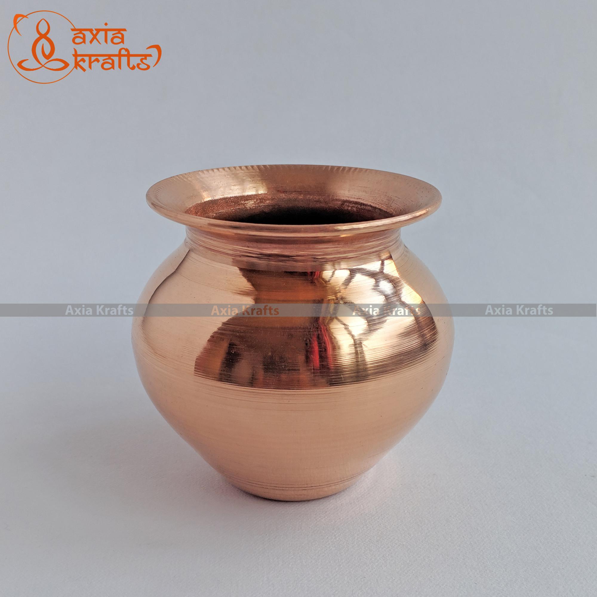 Axia Krafts Tama KumKum Lota 2.75 inches Copper Kalash Tama Kalash Puja Loti Religious item Decorative item