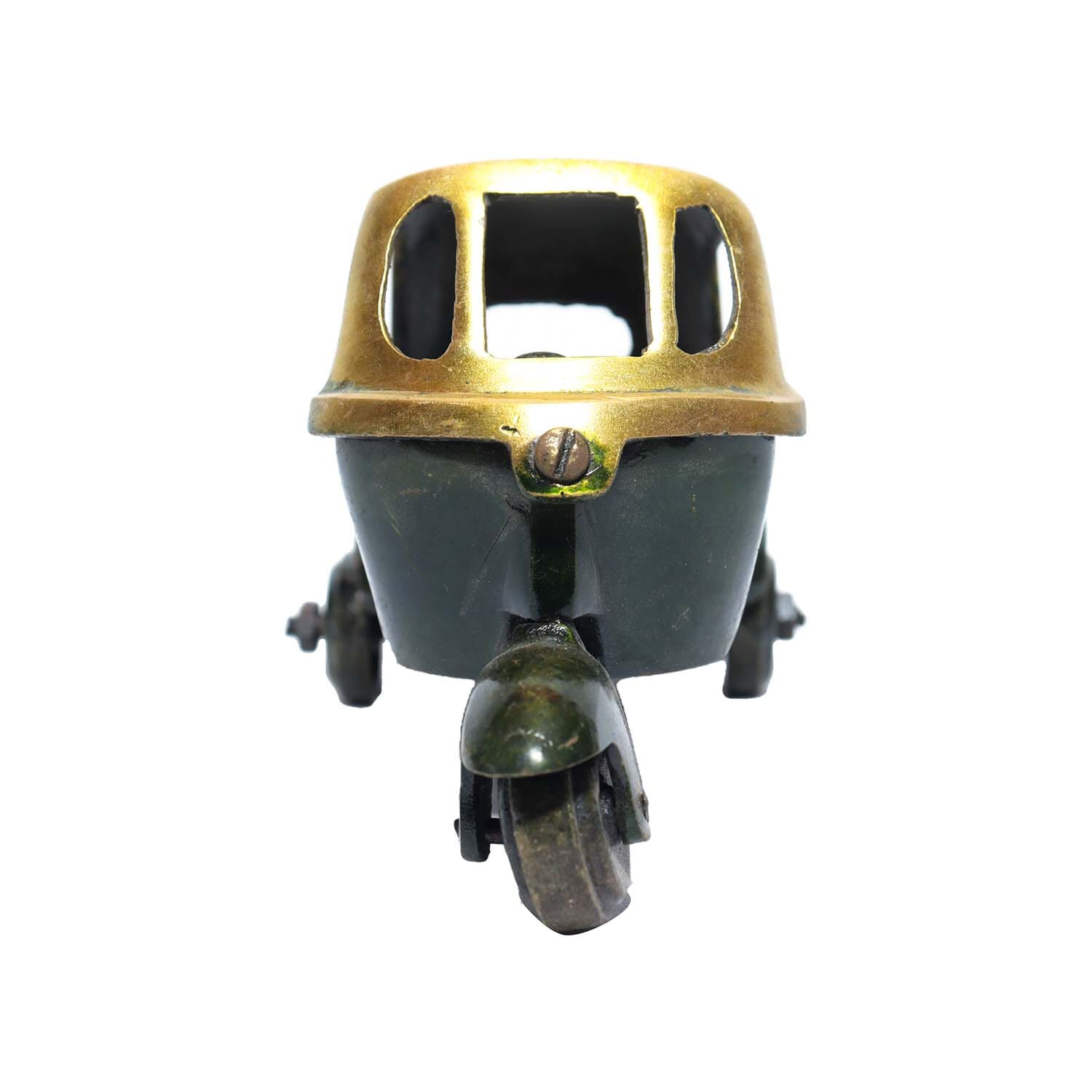 Seven Chakra Handicraft - 12cm Size Tempo Rikshaw Statue (Golden)