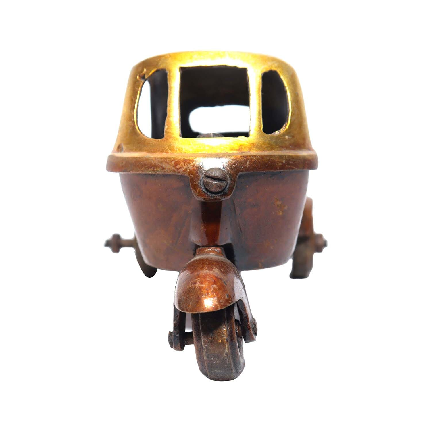 Seven Chakra Handicraft - 12cm Size Tempo Rikshaw Statue (Brown)