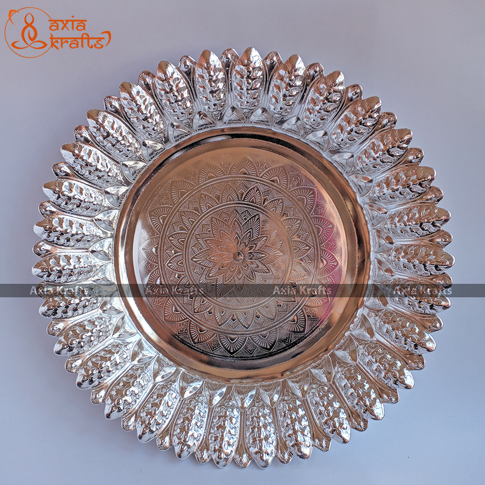 Axia Krafts Thai Silvercoated Aluminium Thaali 13.4" 