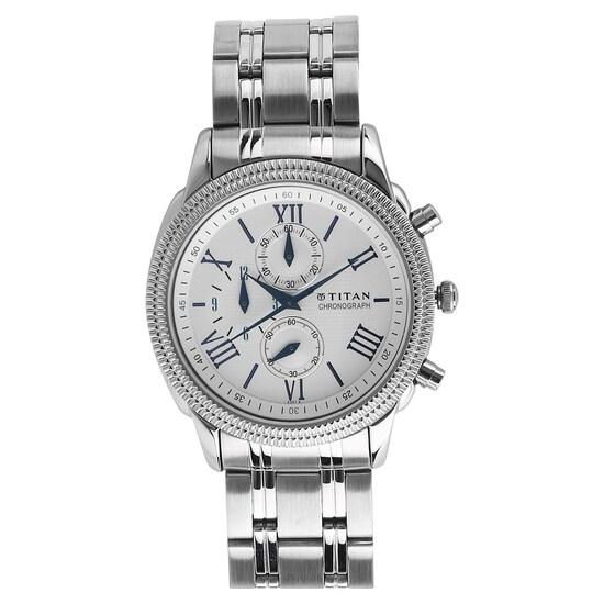 Titan White Dial Chronograph Watch for Men 1489SM01