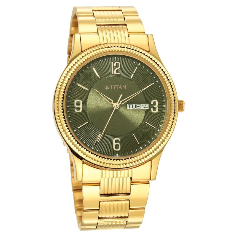 Titan 1650YM08 - Karishma Green Dial Analog Stainless Steel Strap watch for Men