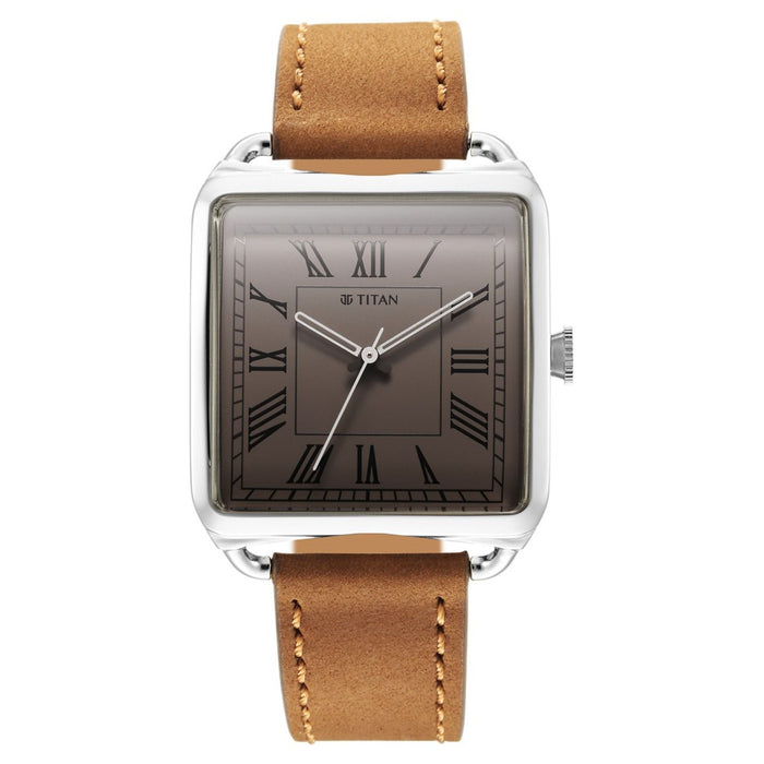 Titan 1676SL02 - Retro Revive Quartz Analog White Dial Leather Strap for Men