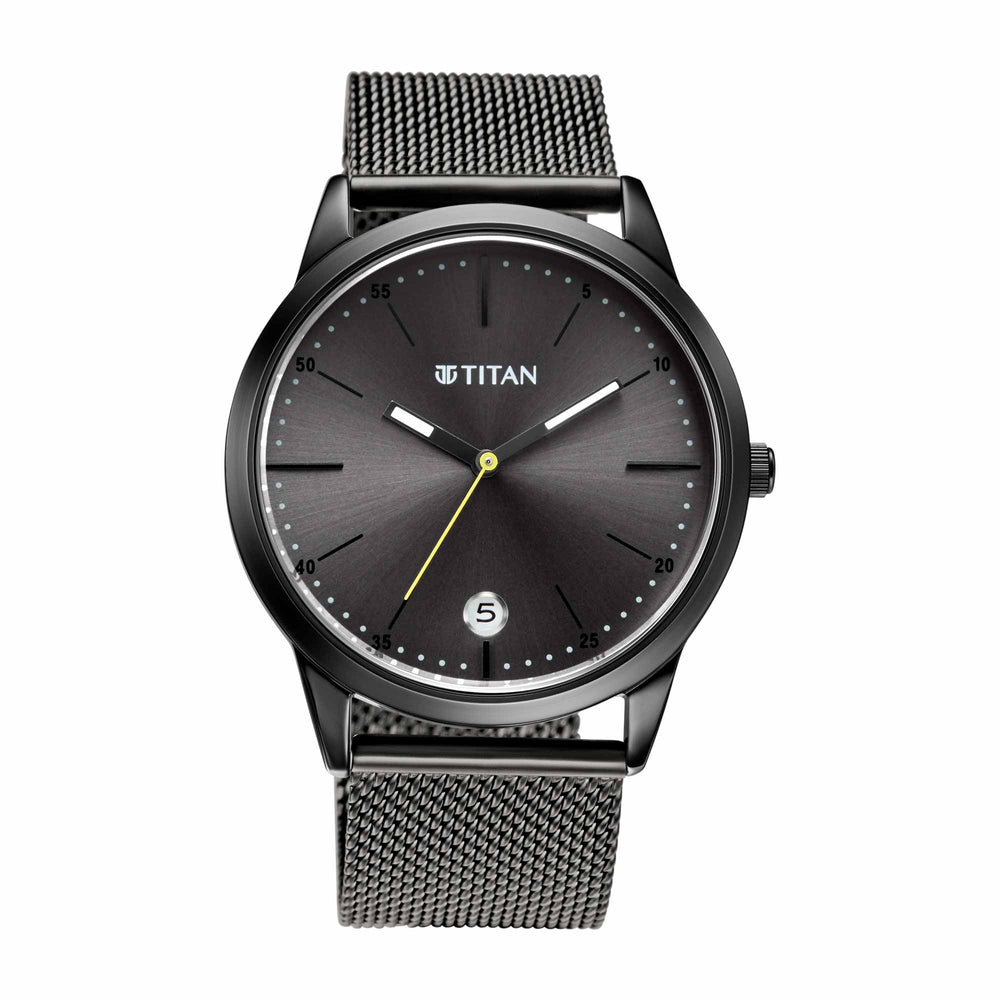 Titan 1806QM01- Elmnt Gun Metal Analog Stainless Steel Strap watch for Men