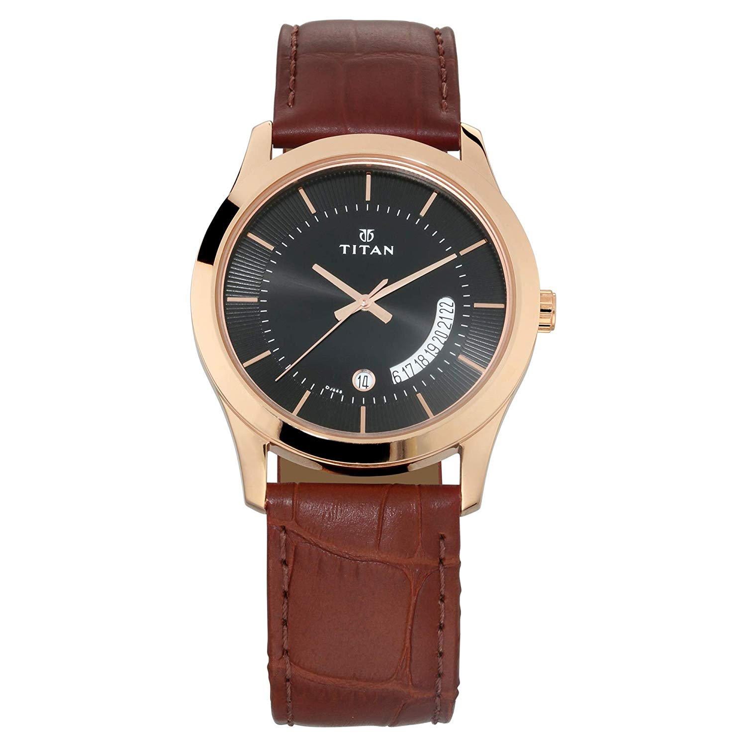Titan Black Dial Analog Watch for Men with Date Function 1823WL01