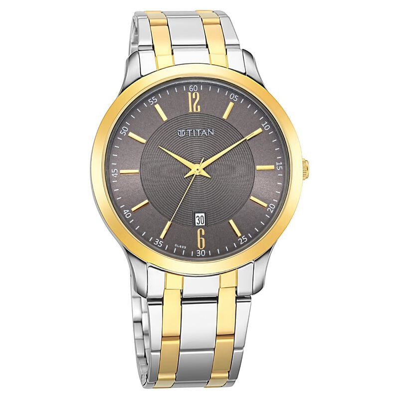 Titan 1825BM01 - Analog with Date Brown Dial Metal Strap watch for Men