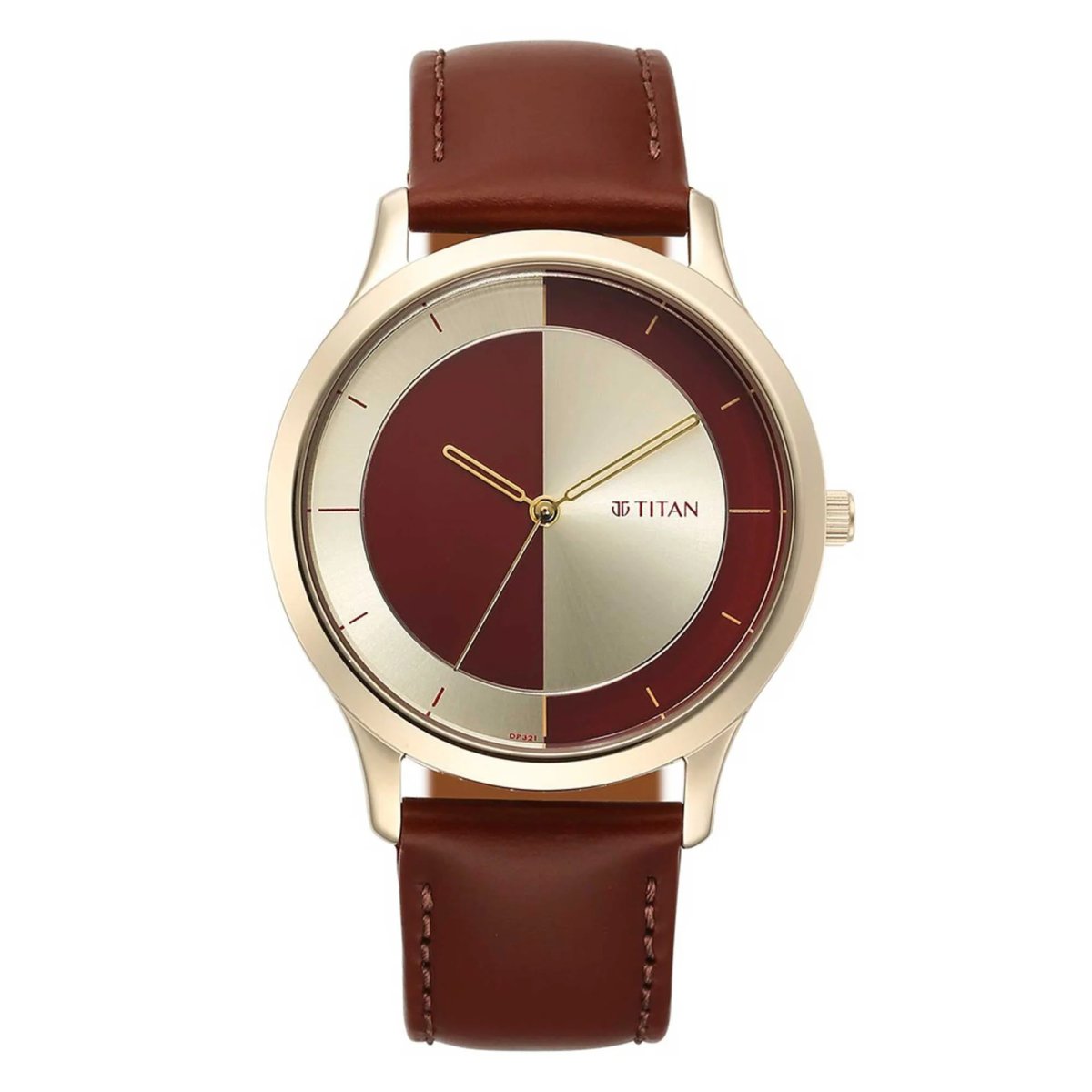 Titan 1825WL04 -Yin & Yang Red Dial Analog Leather Strap Watch For Men