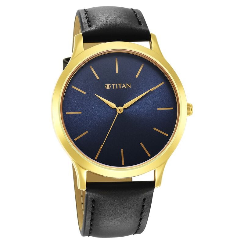 Titan 1825YL05 - Karishma Radiance Blue Dial Analog Leather Strap watch for Men