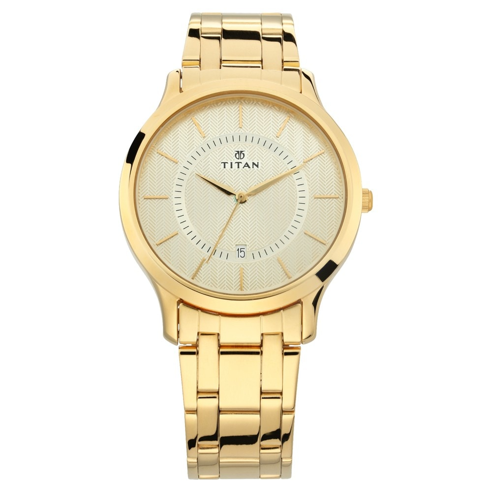 Titan Champagne Dial Stainless Steel Strap Watch 1825YM01