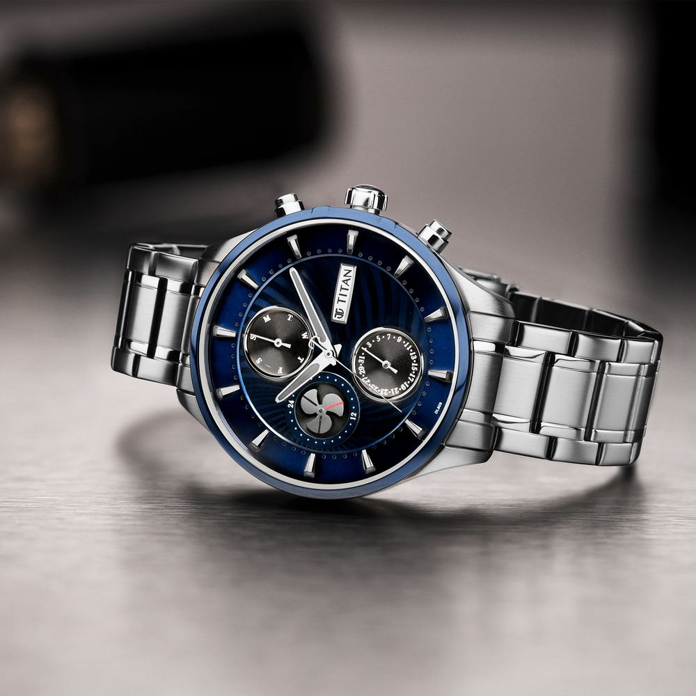 Titan Maritime Watch with Blue Dial & Stainless Steel Strap 1873KM02