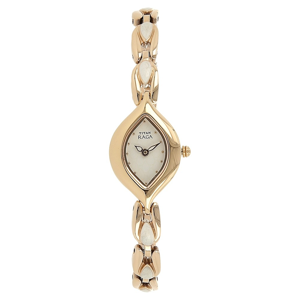 Titan Raga White Dial Rose Gold Metal Strap Watch 2012WM02
