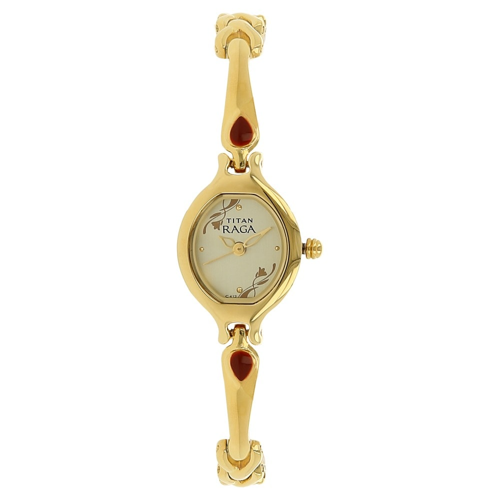 Titan Raga Champagne Dial Metal Strap Watch 2387YM06