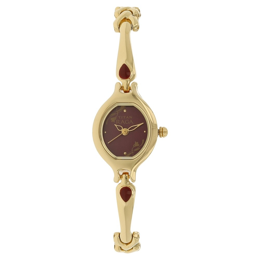 Titan Raga Red Dial Metal Strap Watch 2387YM07