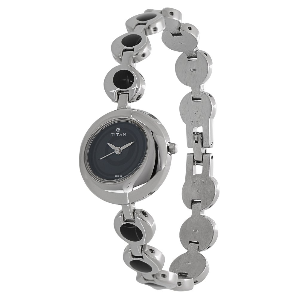 Titan Black Dial Silver Metal Strap Watch 2485SM02