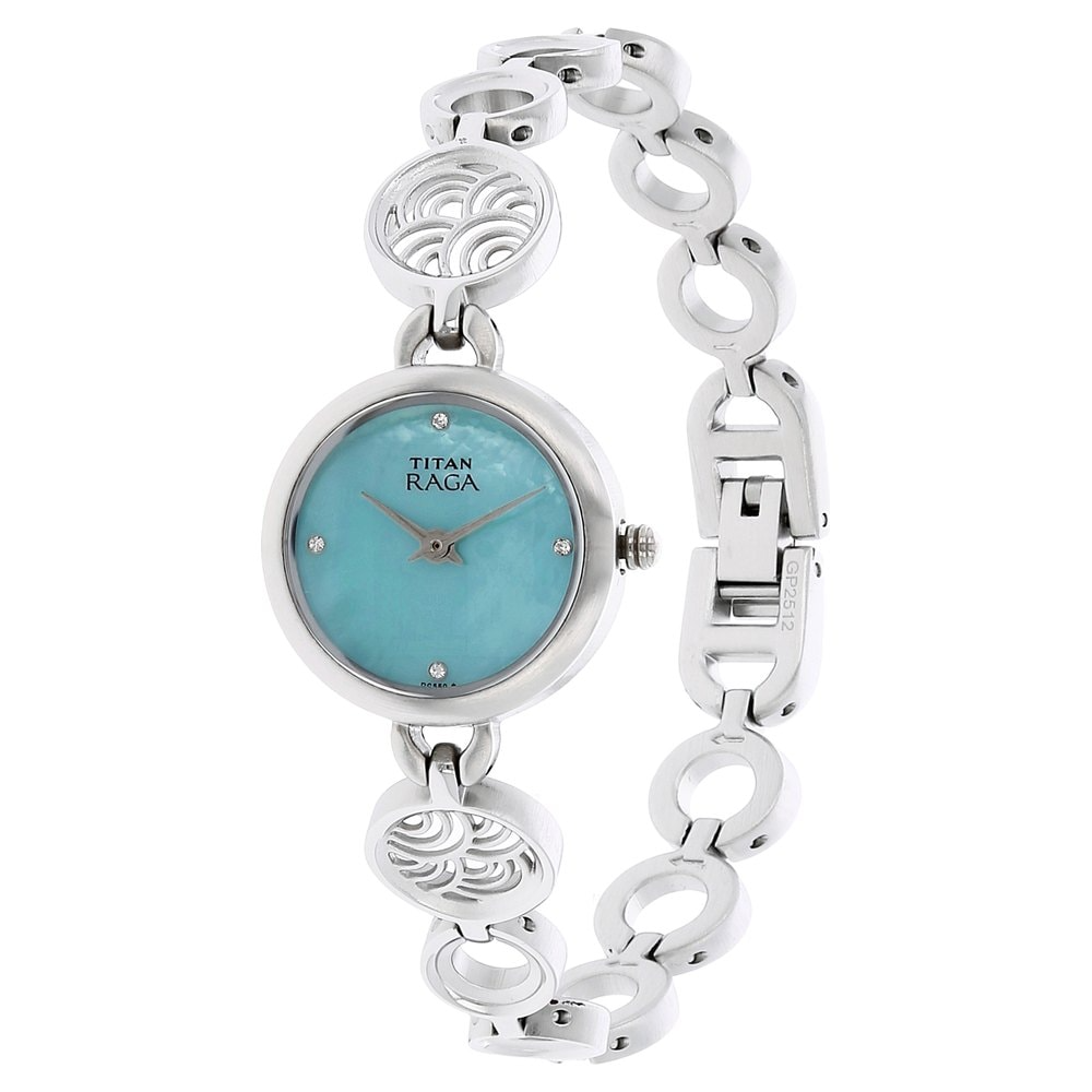 Titan Raga Blue Dial Silver Metal Strap Watch 2512SM02
