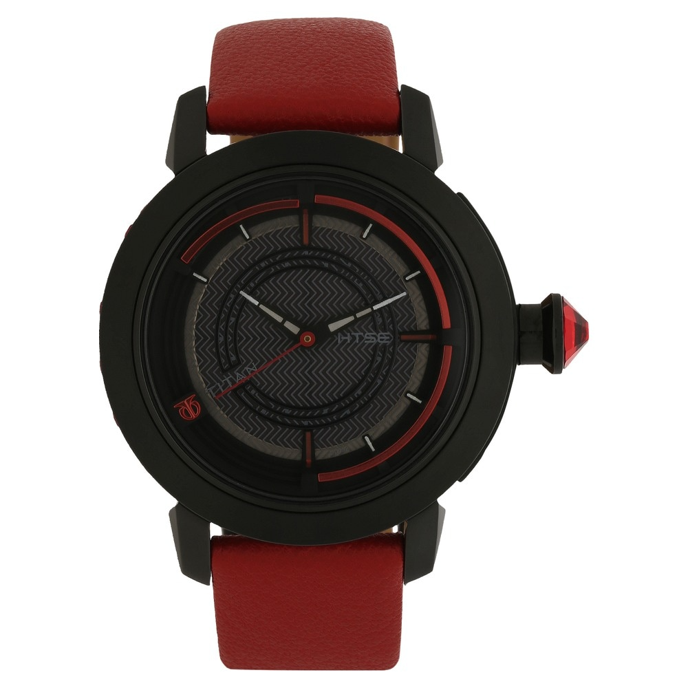 Titan Black Dial Red Leather Strap Watch 2525NL02
