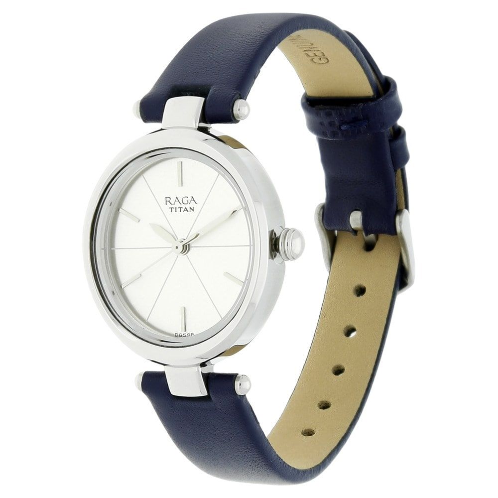 Titan Raga Viva Silver Dial Leather Strap Watch 2579SL01