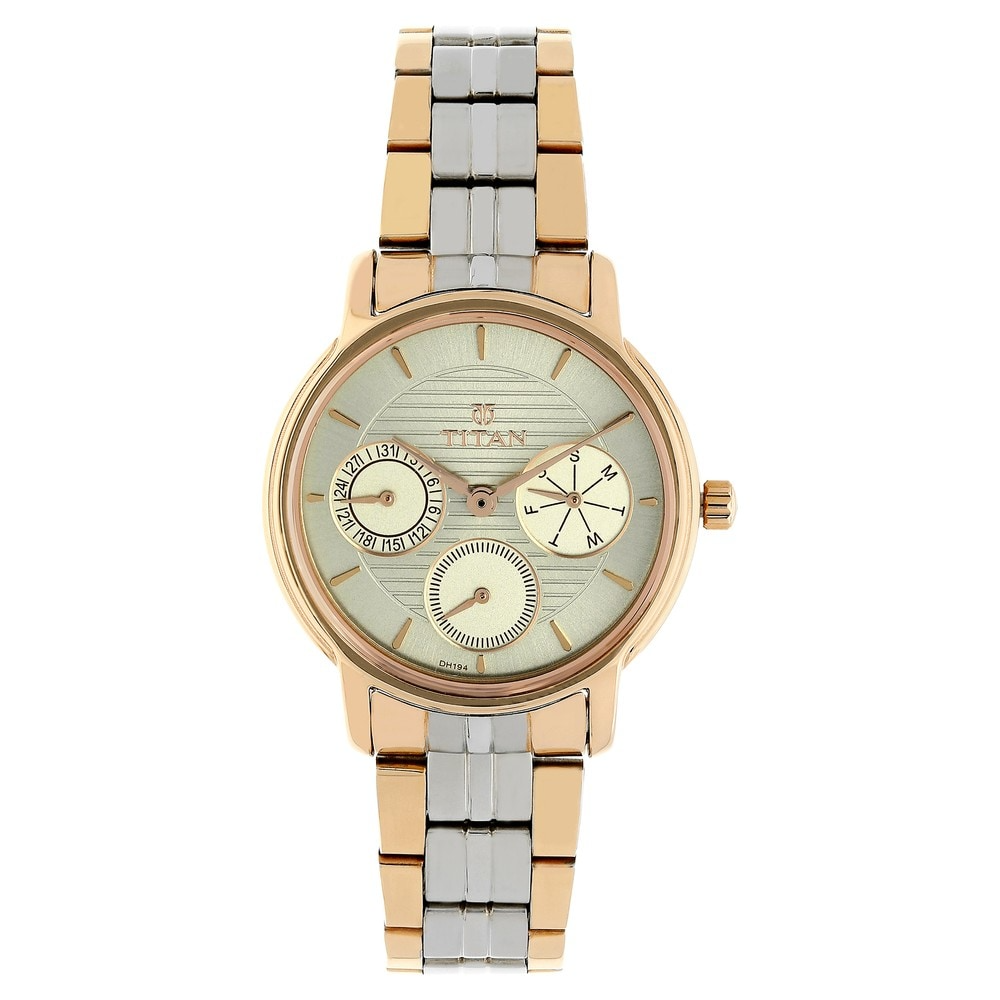 Titan Workwear Watch with Beige Dial & Stainless Steel Strap 2589KM01