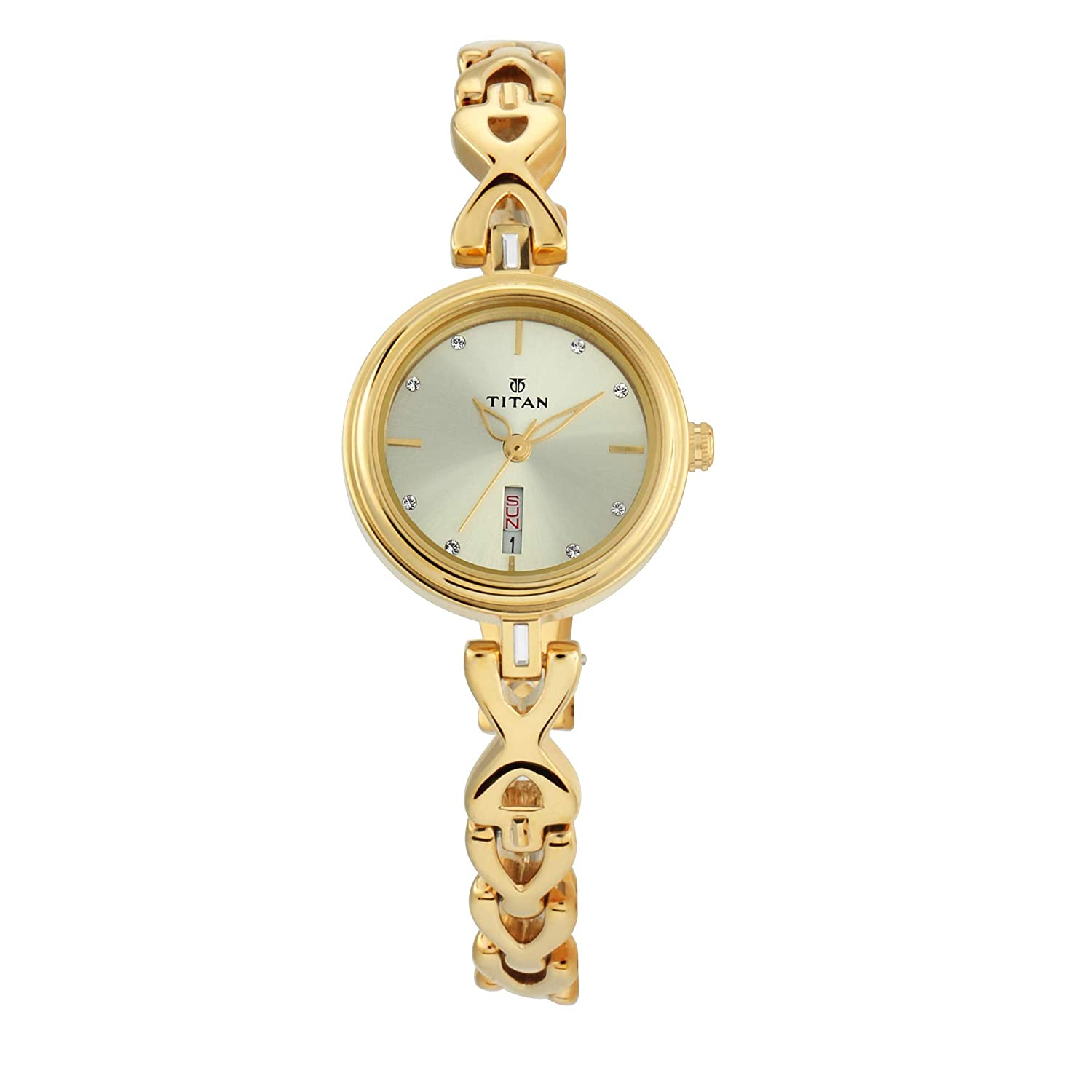 Titan Champagne Dial Metal Strap Watch - 2601YM03
